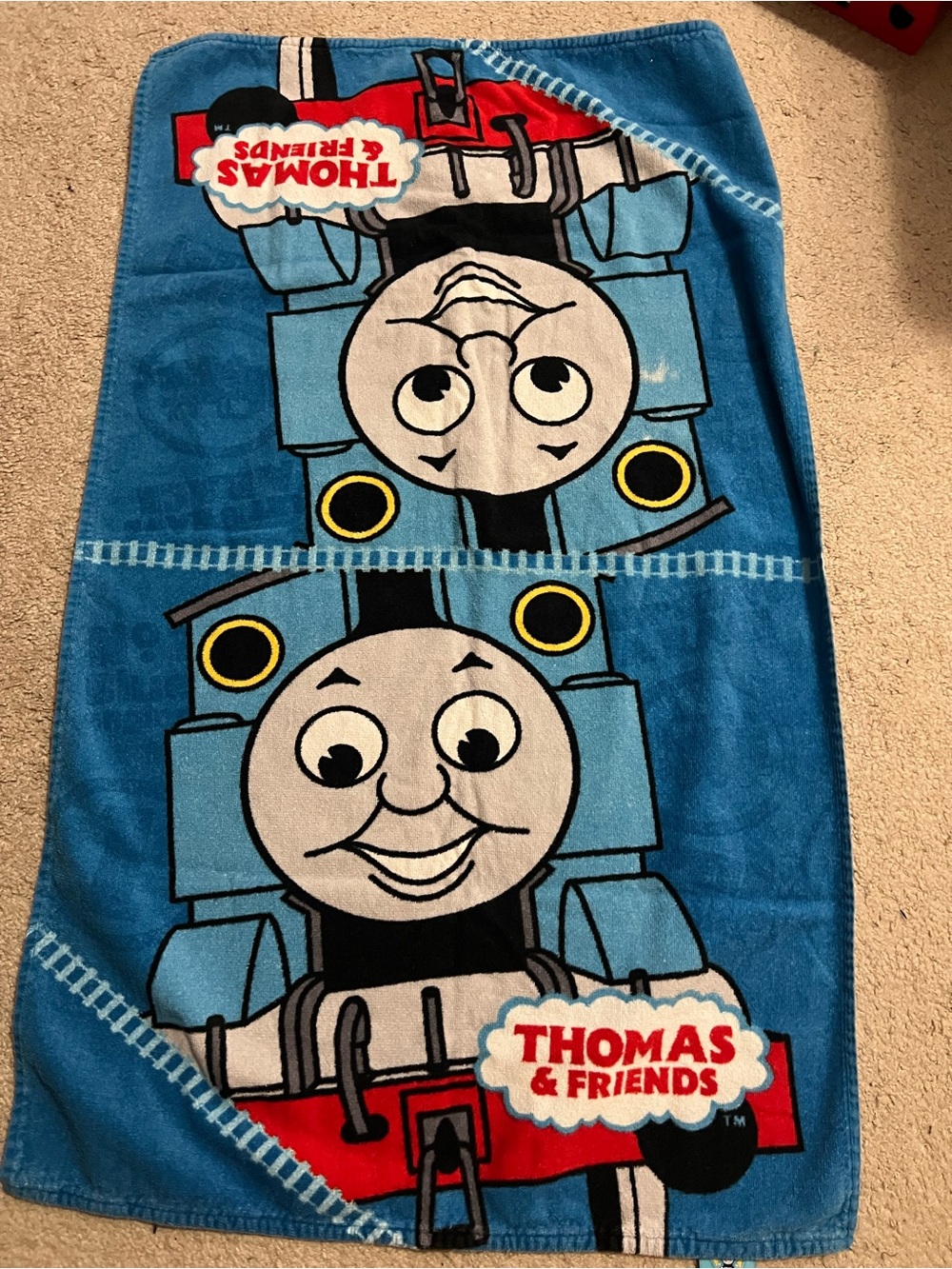 Thomas & Friends Blue Train Face Beach Towel and wash cloth